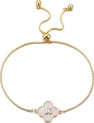 Adornia Mother of Pearl Initial Clover Bracelet