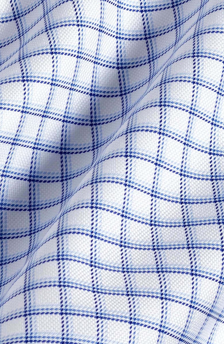 David Donahue Trim Fit Shadow Check Cotton Dobby Dress Shirt, Alternate, color, White/ Blue