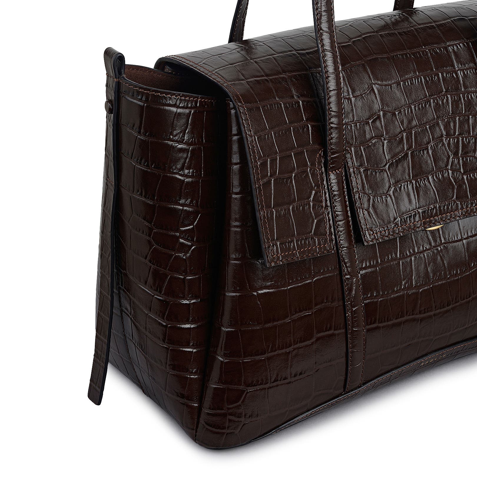 Radley The Chancery - Faux Croc Large Flapover Shoulder Bag, Alternate, color, Walnut