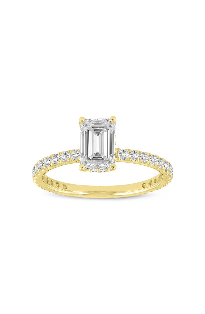 LuvMyJewelry Fiora 14K Yellow Gold Emerald Cut Lab Grown Diamond Hidden Halo Engagement Ring - 1.65 ctw, Main, color, 14K Yellow Gold