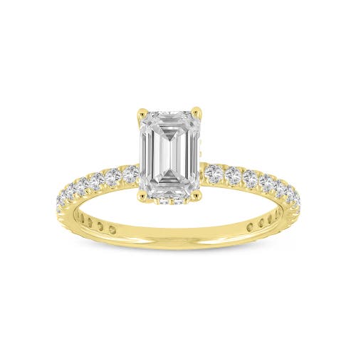 Luvmyjewelry Fiora 14k Yellow Gold Emerald Cut Lab Grown Diamond Hidden Halo Engagement Ring In 14k Yellow Gold