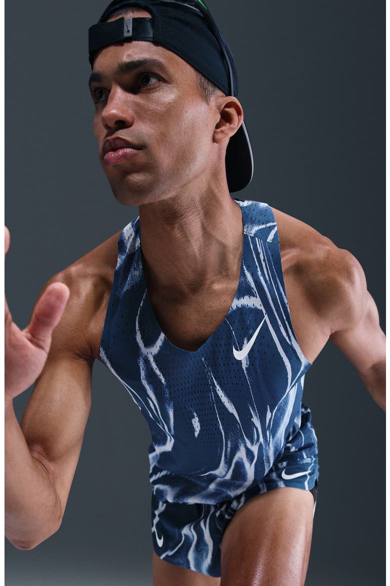 AeroSwift Dri-FIT ADV Running Singlet, Alternate, color, COASTAL BLUE/ WHITE