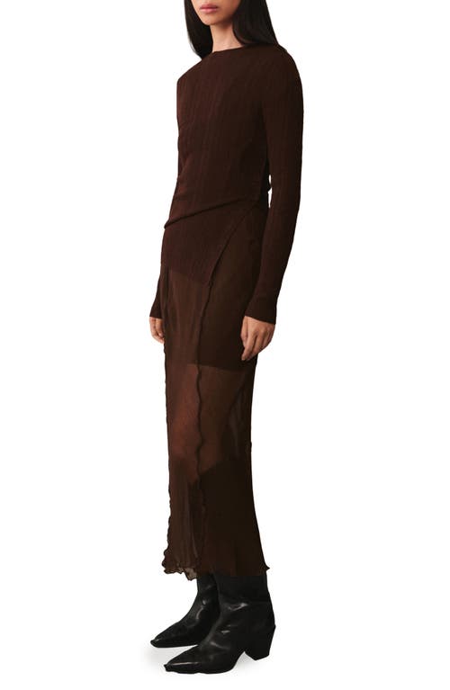 Mango Semitransparent Rib Sweater In Chocolate