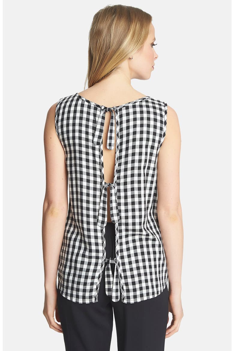 Tie Back Gingham Tank, Alternate, color, RICH BLACK