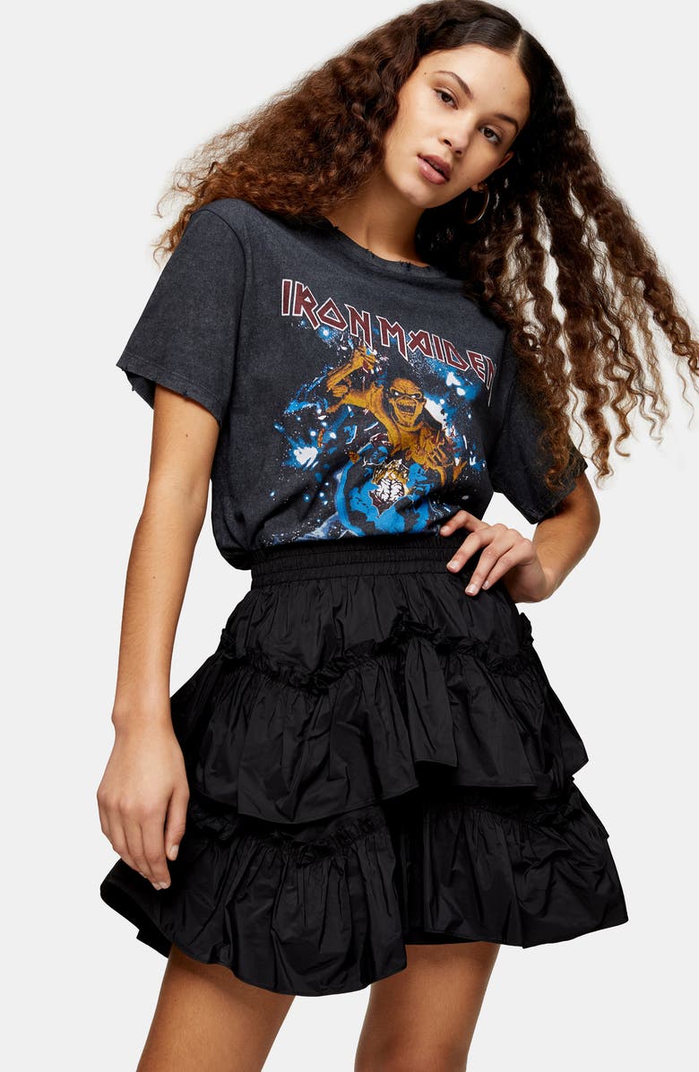 Topshop Taffeta Ruffle Miniskirt, Alternate, color, 