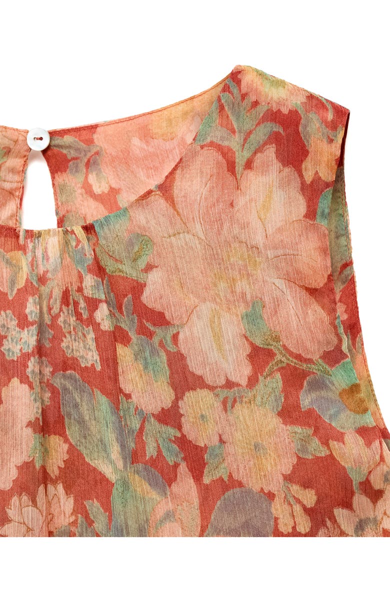 MANGO Floral Print Sleeveless Top, Alternate, color, Maroon