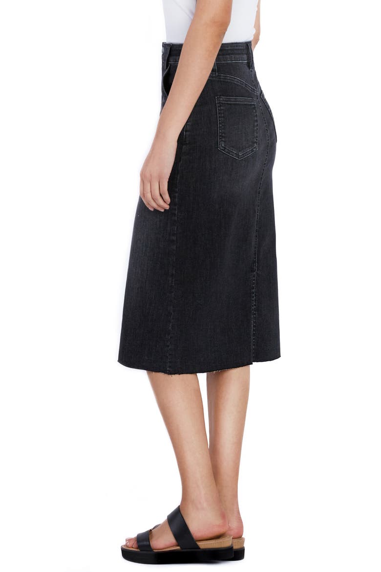 Adore Raw Hem Denim Midi Skirt, Alternate, color, DEEP GREY