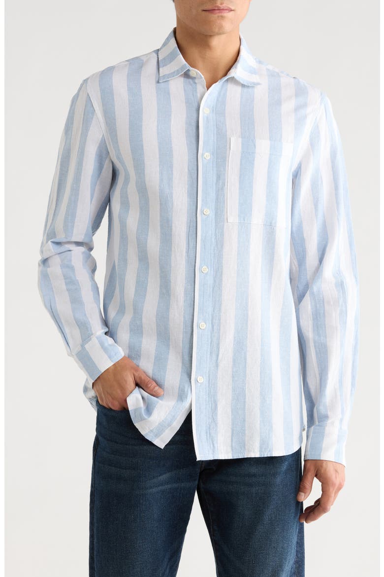 Yarn Dyed Button-Up Shirt, Main, color, MEDIUM BLUE