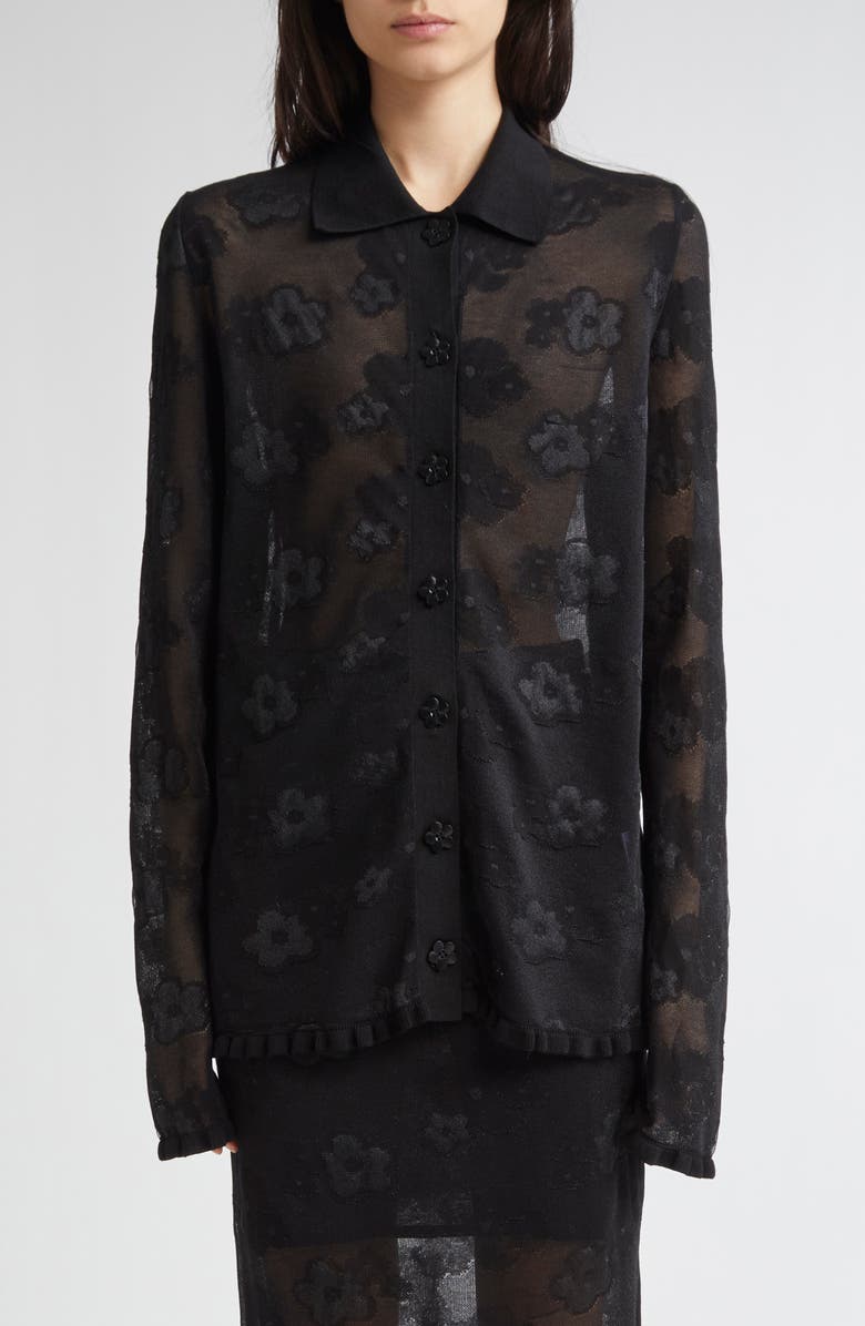 Cecilie Bahnsen Petra Oversize Sheer Jacquard Cardigan, Main, color, 