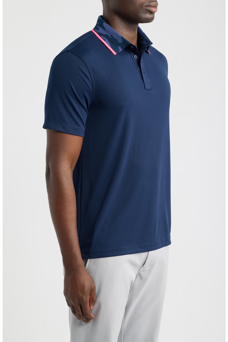 Camo Collar Performance Piqué Polo, Alternate, color, TWILIGHT