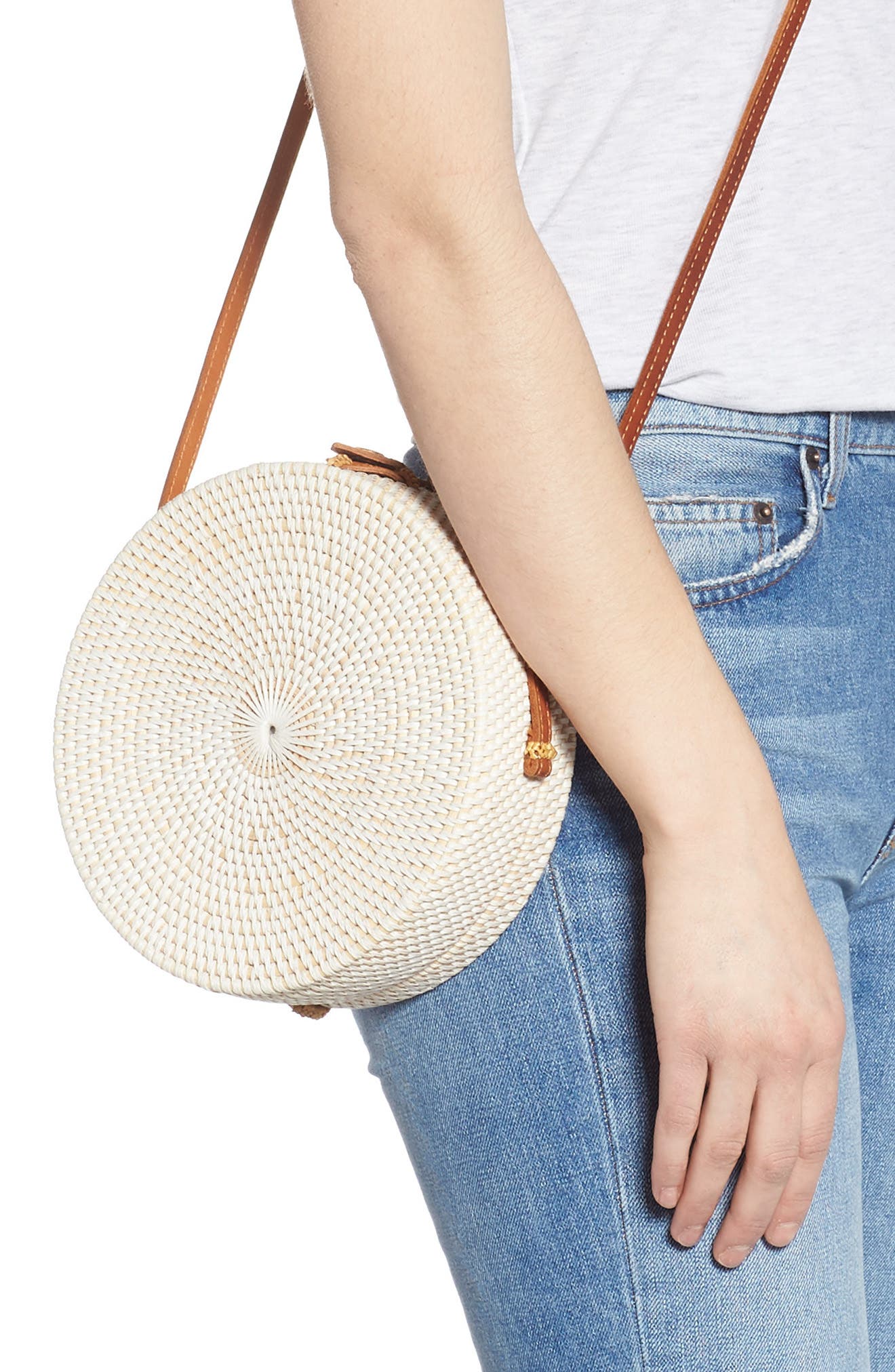 Woven Rattan Canteen Bag, Alternate, color, WHITE