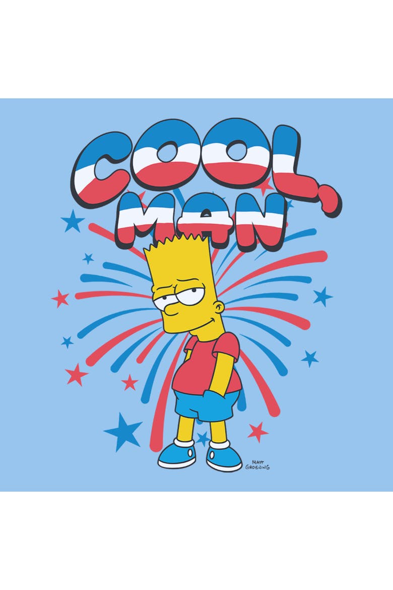 Boy's The Simpsons Festive Cool Man Bart  Graphic T-Shirt, Alternate, color, Light Blue