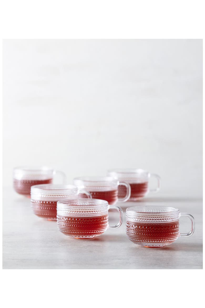 Jupiter Set of 6 Tea/Cappuccino Cups, Alternate, color, CLEAR