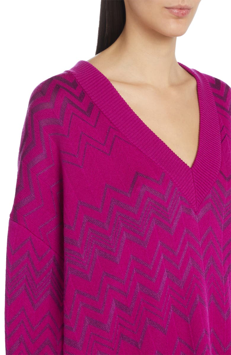 Missoni Chevron V-Neck Wool Blend Sweater, Alternate, color, 