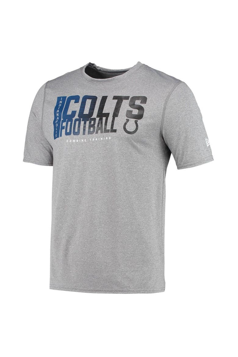 Men's New Era Heathered Gray Indianapolis Colts Combine Authentic Game On T-Shirt, Alternate, color, Heather Gray