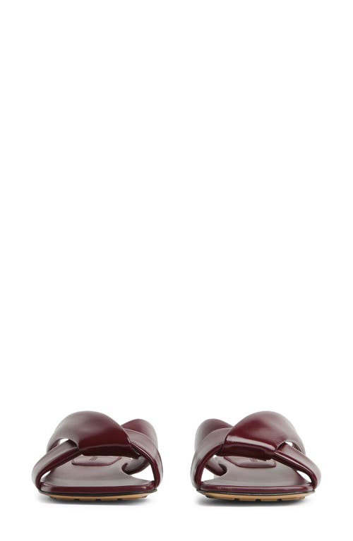 Bottega Veneta Burgundy Shiny Calf Leather Riva Flat Mules In 2240 Barolo