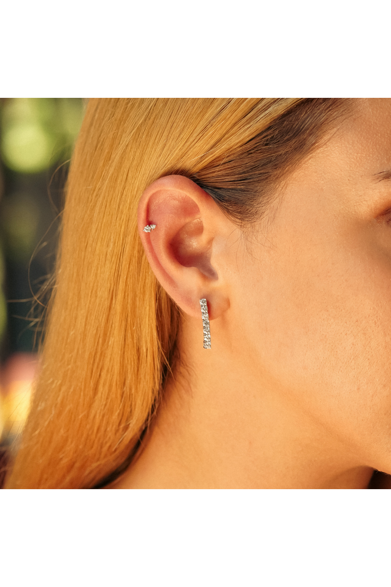 Sterling Silver Tennis Earring - Single, Alternate, color, Silver
