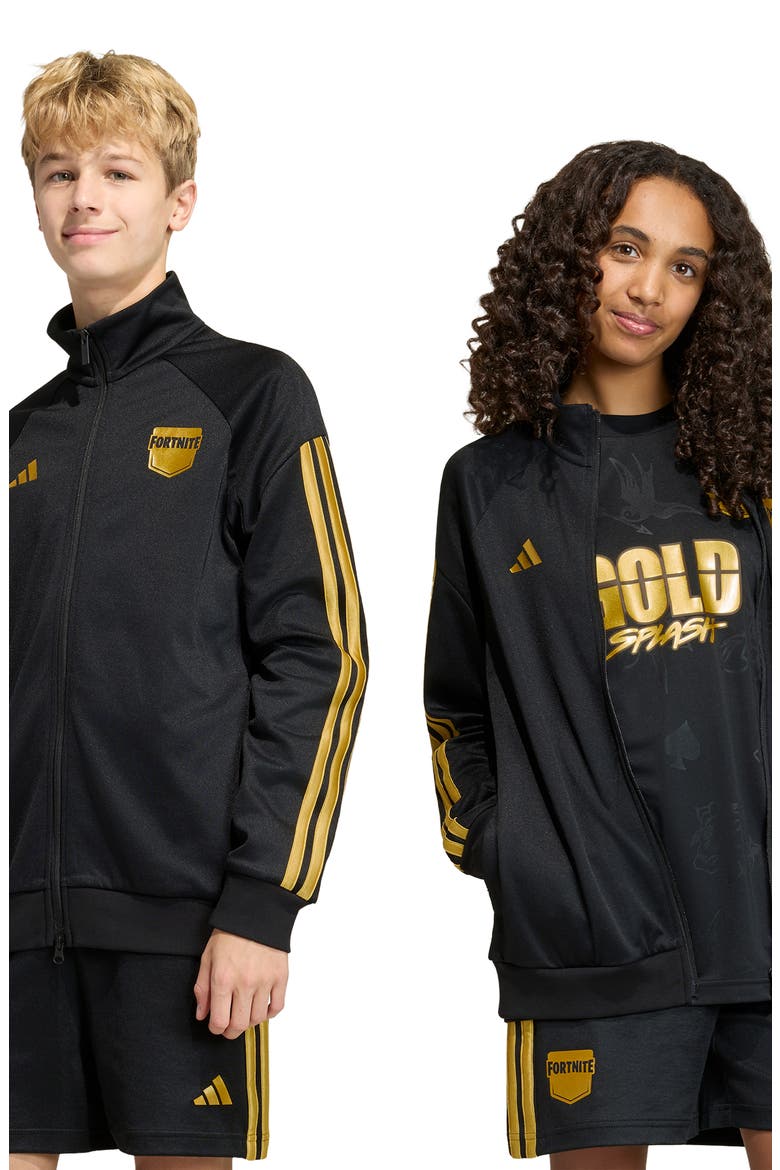 x Fortnite Kids' Track Jacket, Alternate, color, BLACK/ GOLD MET.