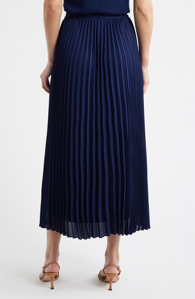 Anne Klein Belted Pleated Midi Skirt, Alternate, color, Distant Mountain