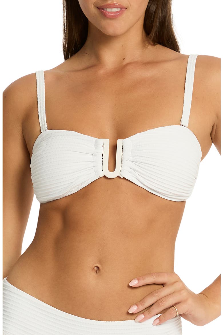 U-Bar Bandeau Bikini Top, Alternate, color, WHITE