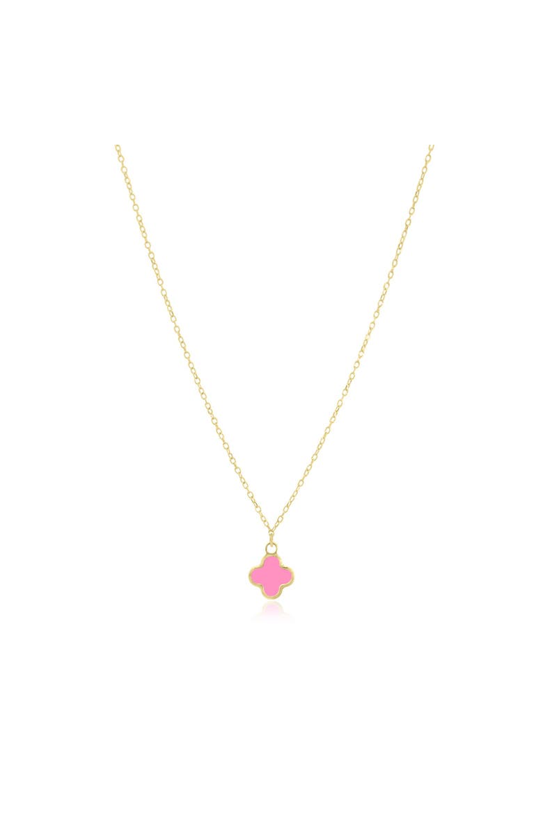 The Lovery Fine Jewelry Mini Bubblegum Pink Single Clover Necklace, Main, color, Bubblegum Pink