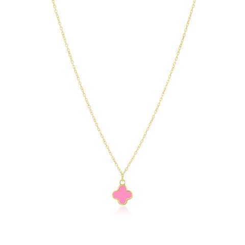 Mini Bubblegum Pink Single Clover Necklace