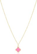 The Lovery Fine Jewelry Mini Bubblegum Pink Single Clover Necklace
