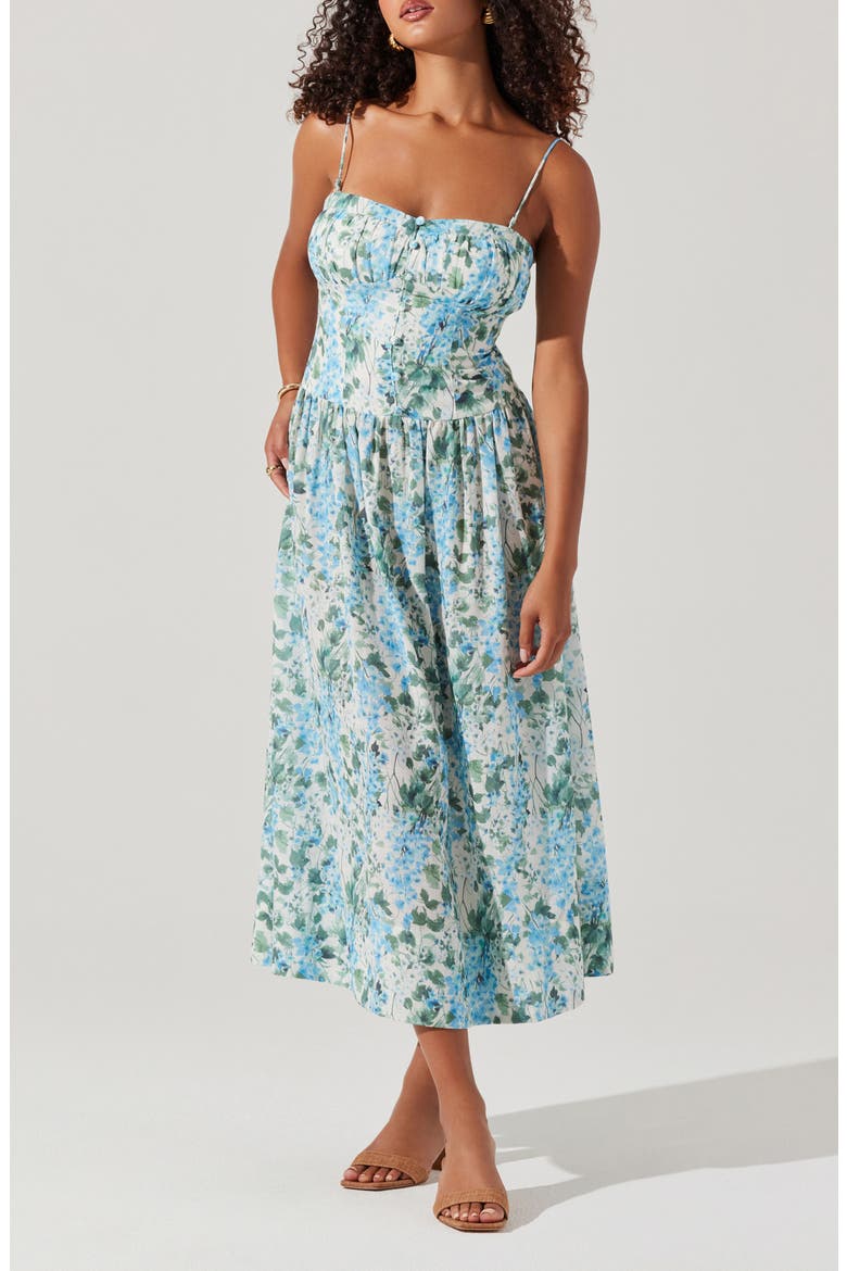 Capria Floral Dress, Main, color, BLUE GREEN FLORAL