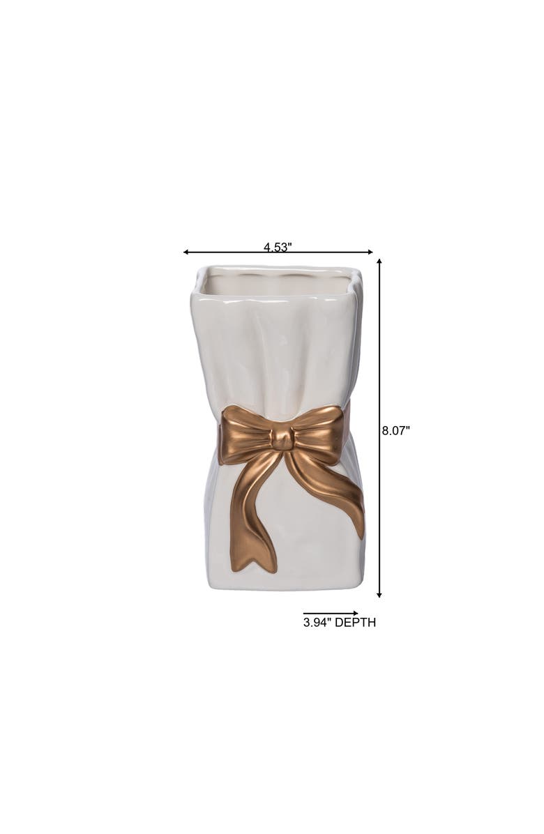 Transpac Dolomite Ribbon Gold Vase for Floral Display and Home Decor, Alternate, color, Multicolored