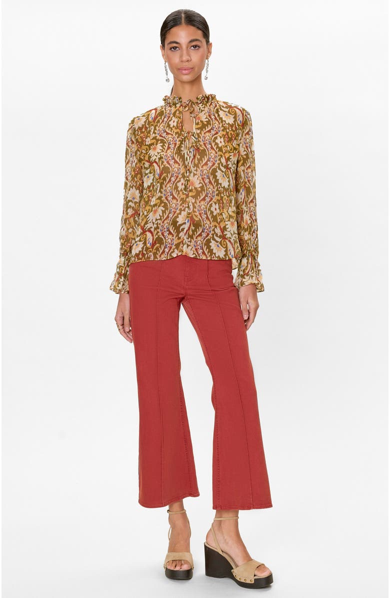 Rebecca Taylor Isha Printed Blouse, Main, color, Pesto Combo