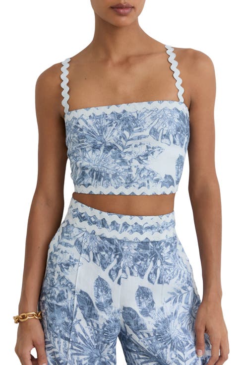 Mila Ricrac Trim Linen Crop Tank