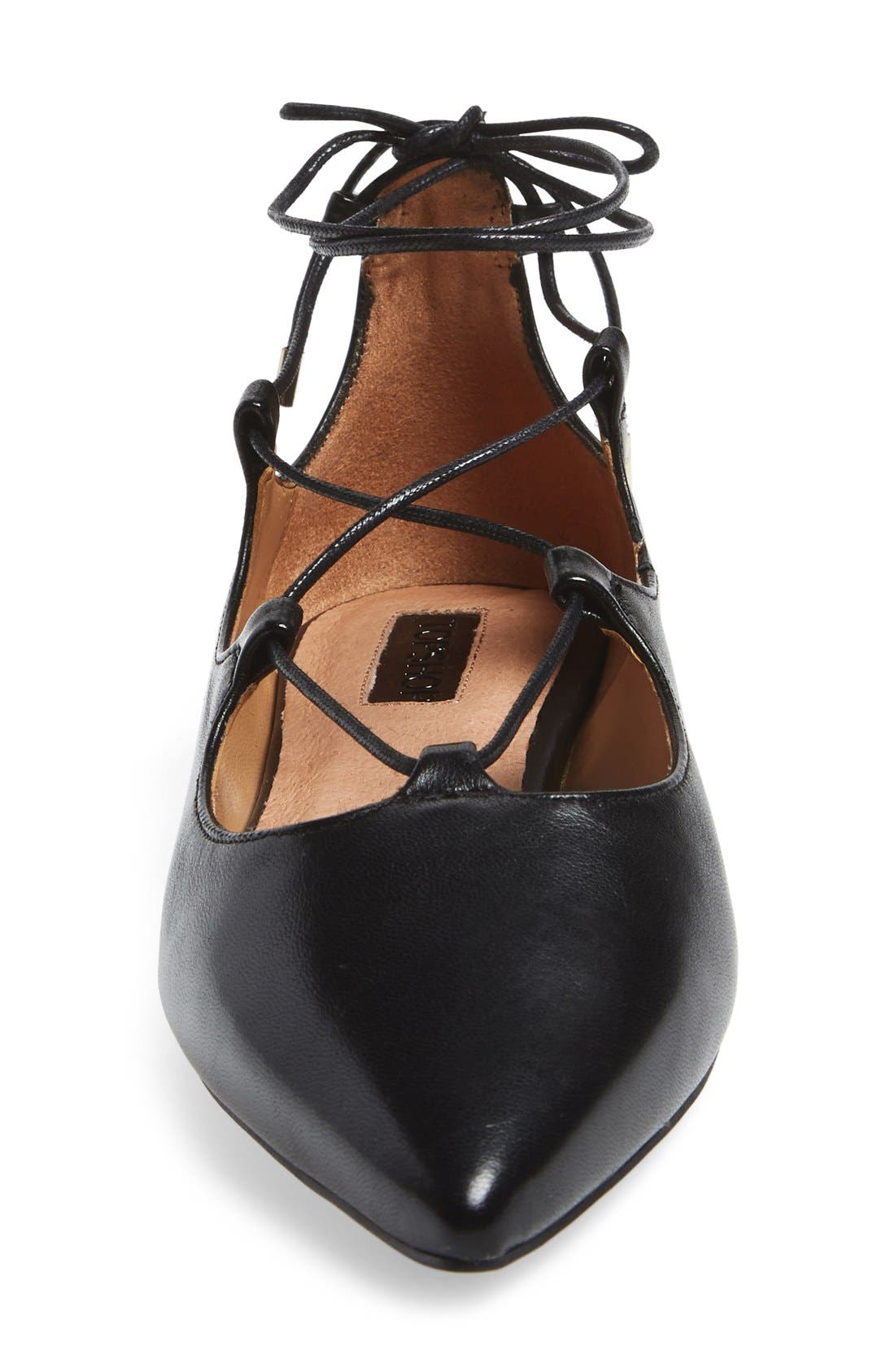 'Leather Kingdom' Pointy Toe Flat, Alternate, color, BLACK