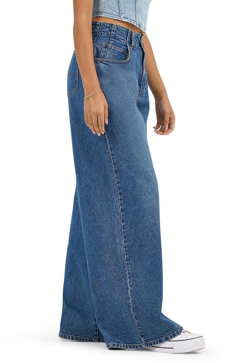 High Waist Pleated Wide Leg Jeans, Alternate, color, MID CHAPTER