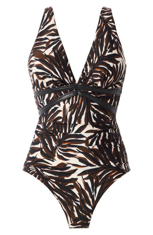 Magicsuit ® Ventana Evangeline Plunge Neck One-piece Swimsuit In Brown Multi