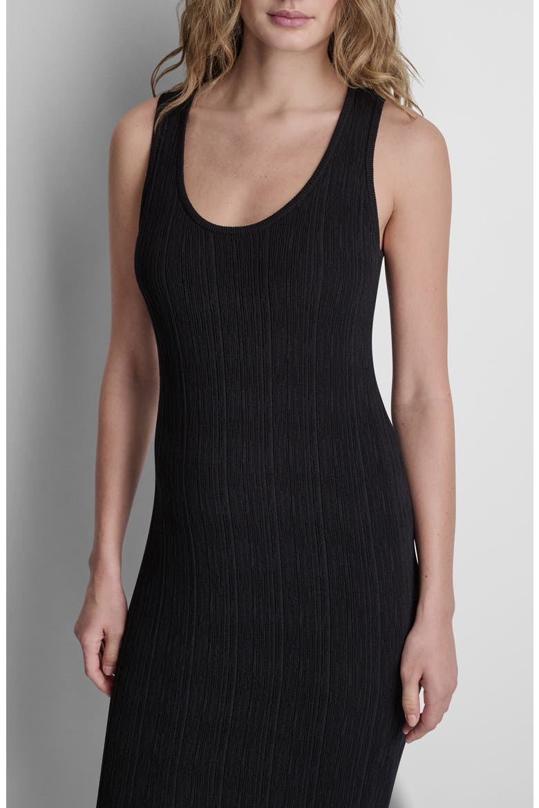 Rib Knit Dress, Alternate, color, BLACK/ COCONUT