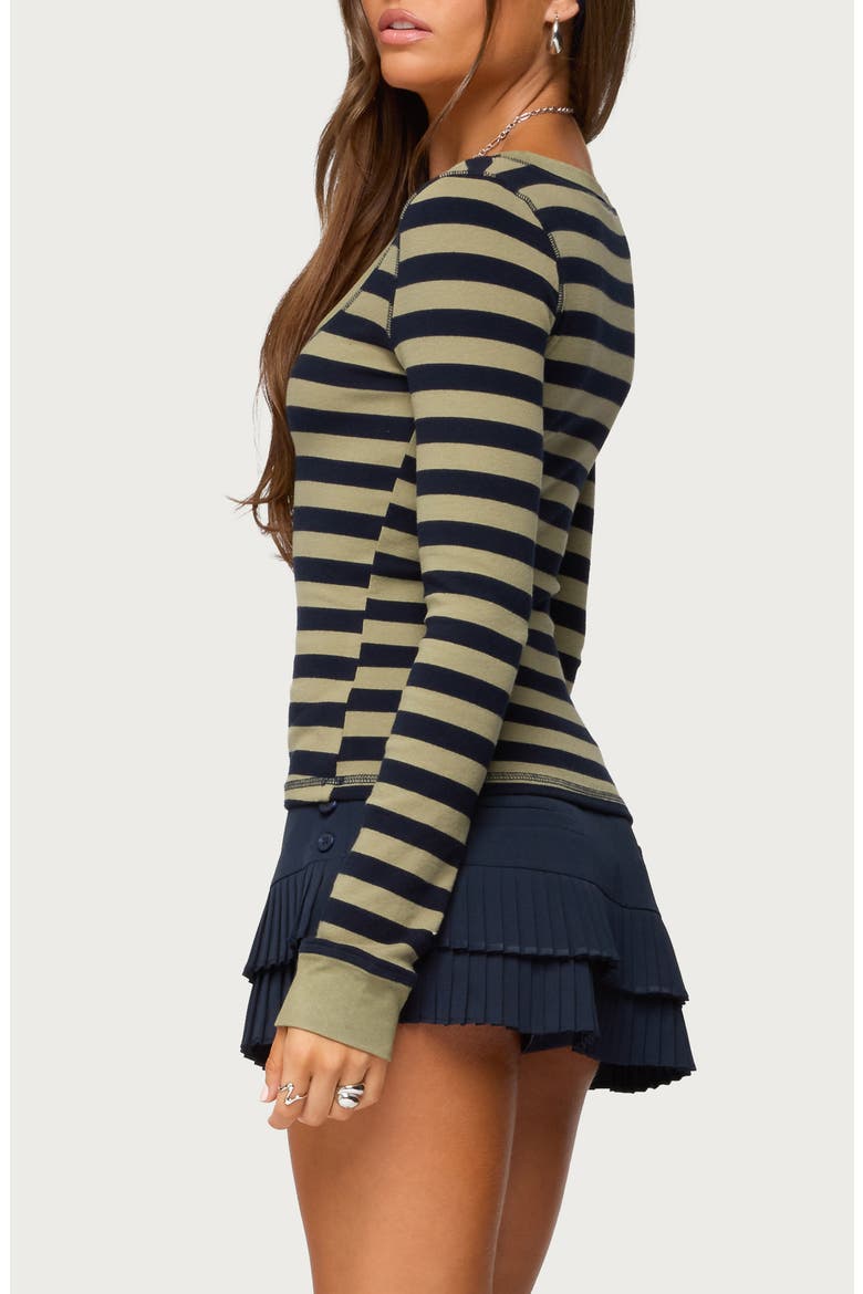 Rainey Stripe Scoop Neck Long Sleeve Knit Top, Alternate, color, OLIVE