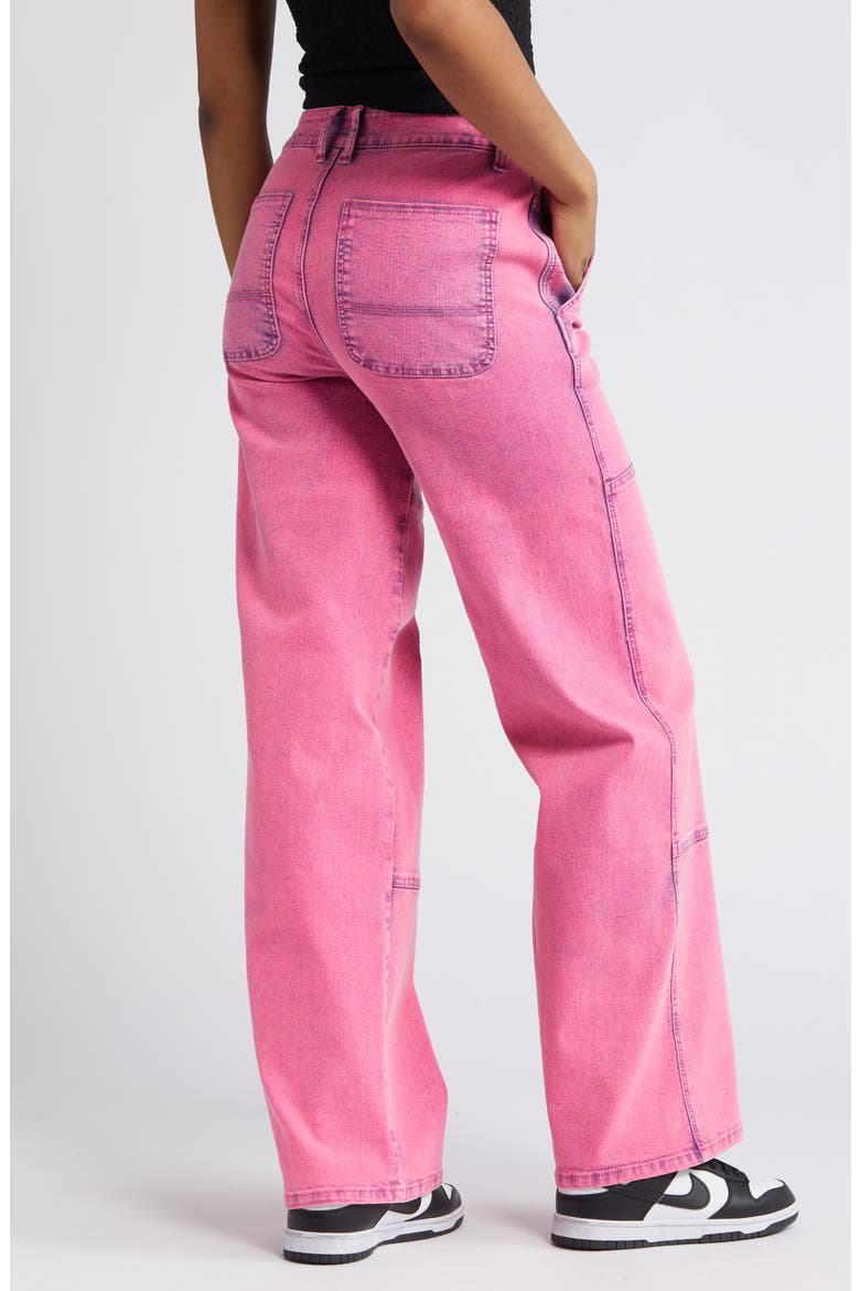 Acid Wash Paneled Wide Leg Carpenter Jeans, Alternate, color, ROSABELLA