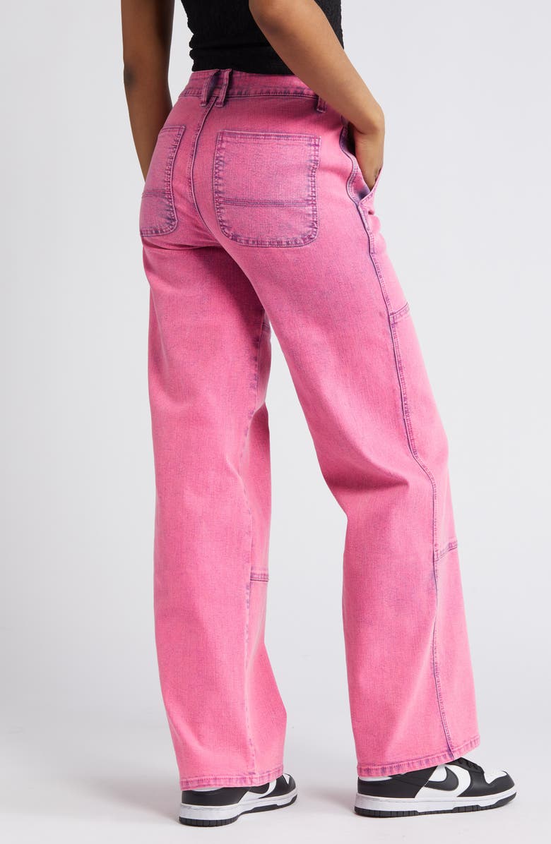 1822 Denim Acid Wash Paneled Wide Leg Carpenter Jeans, Alternate, color, 