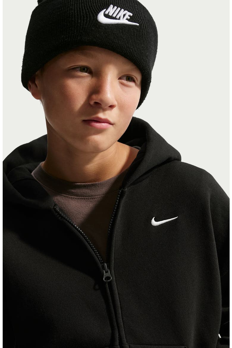 Kids' Solo Swoosh Full Zip Fleece Hoodie, Alternate, color, TOTAL BLACK/ SAIL