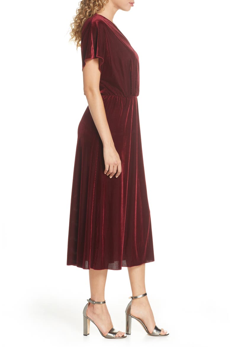 Texture Stripe Stretch Velvet Midi Dress, Alternate, color, EGGPLANT PURPLE