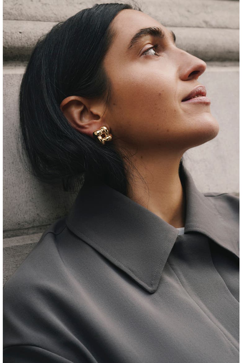 Small Woven Square Earrings, Alternate, color, HIGH POLISH GOLD