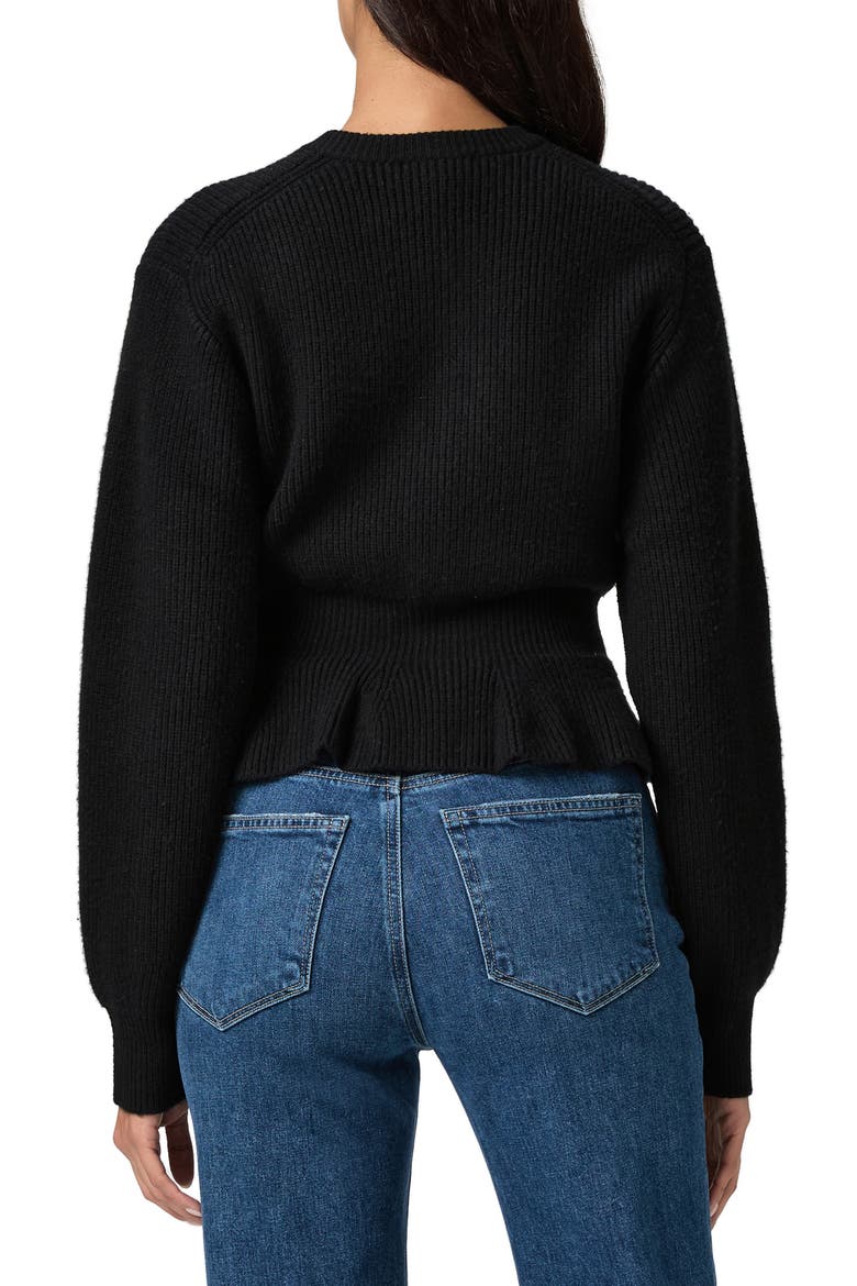 Roslin Wool Blend Peplum Cardigan, Alternate, color, BLACK