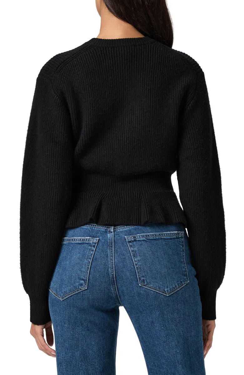 PAIGE Roslin Wool Blend Peplum Cardigan, Alternate, color, Black
