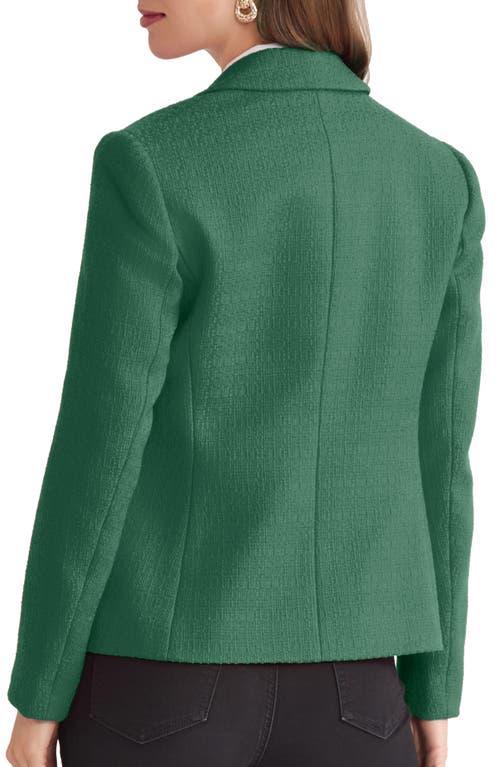 Jones New York Faux Double Breasted Tweed Jacket In Green