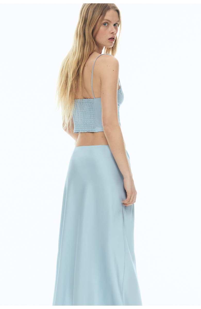 H&M Satin maxi skirt, Alternate, color, Light Blue