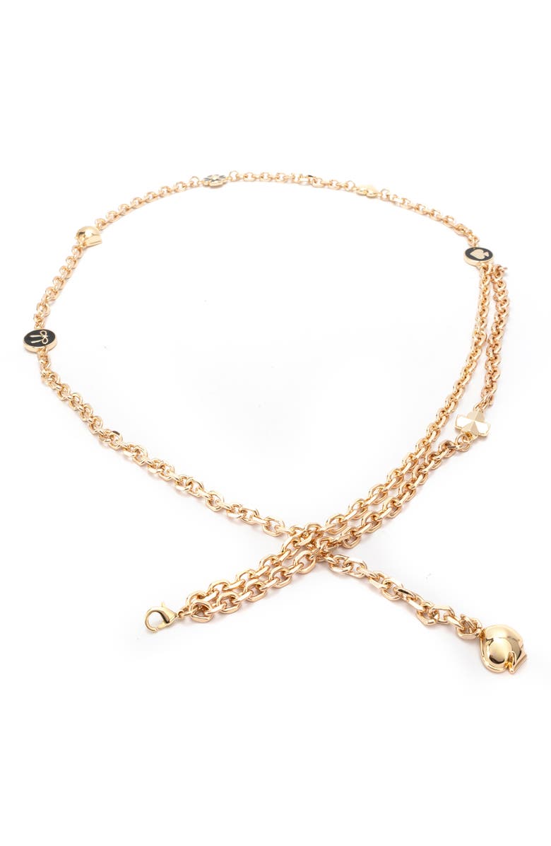 Kate Spade New York multi charm layered chain belt, Alternate, color, Polished Gold