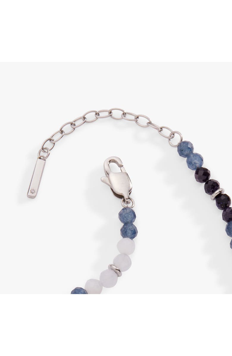 Alex and Ani Clear Quartz Semi-Precious Beaded Anklet, Alternate, color, Silver