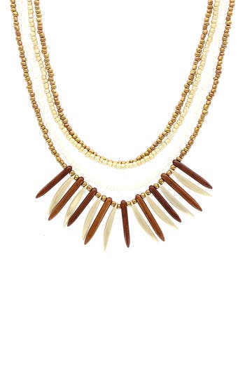 Olivia Welles Janet Beaded Bib Layered Necklace In Gold