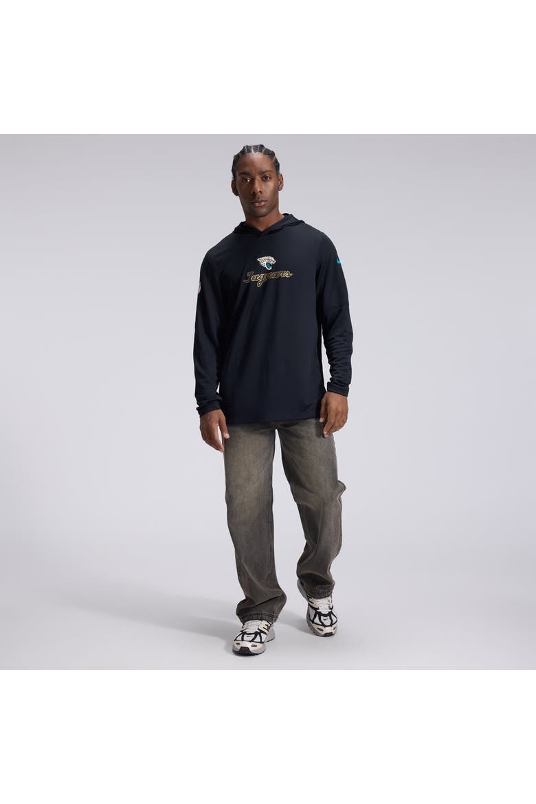 Men's Nike  Black Jacksonville Jaguars 2026 Rivalries Collection Sideline Lightweight Hooded Long Sleeve Top, Alternate, color, Black
