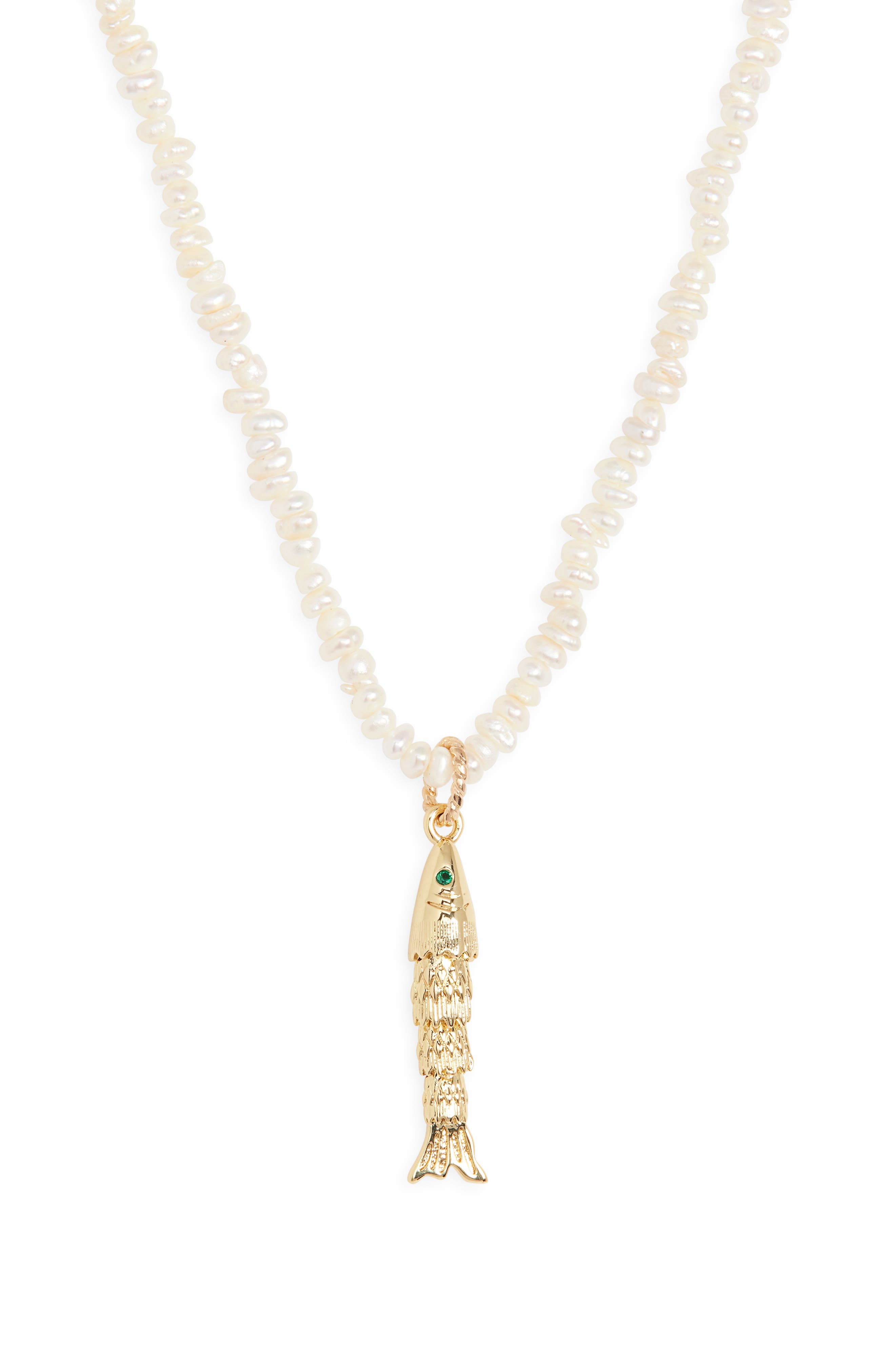 Child of Wild Paros Freshwater Pearl Pendant Necklace in Gold 